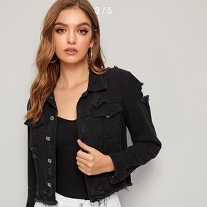 SHEIN black ripped jean jacket
